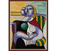 Amiiba Kits de punto de cruz estampados, la mujer leyendo DIY 11CT 47.0 x 59.9 cm (Picasso)