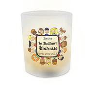 Amikado Candelabro Gracias Amante Personalizado - Portavelas para velas planas - Regalo de fin de año escolar, maestro y Atsem