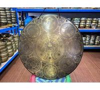 Amilav Collections 18" Special Solar eclipse face carving Tibetan Gong Nepal-Temple gong-Sound