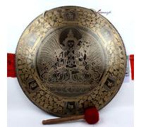 Amilav Collections 45 Cm Carved Super Sound Tibetan Healing Gong from Nepal