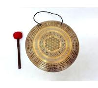 Amilav Collections 45CM Gong Flower of Life in center &Tibetan Mantra finely crafted Tibetan Gong
