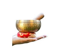 Amilav Collections Cuencos tibetanos para meditación, cuenco de canto budista, hecho a mano, sonido holístico, curación de 7 chakras (3.5 pulgadas, dorado)