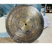Amilav Collections Gong de 50,8 cm, flor de la vida, hecho a mano, mantra tibetano, gong, meditación, yoga