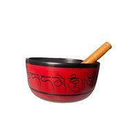 Amilav Collections Juego de cuencos tibetanos de metal pintado a mano, instrumento musical grande de 7 pulgadas con mazo de madera para meditación, yoga y curación, Om Mani Padme Hum Peace
