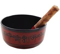 Amilav Collections Juego de cuencos tibetanos de metal pintado a mano, instrumento musical grande de 7 pulgadas con mazo de madera para meditación, yoga y curación, Om Mani Padme Hum Peace
