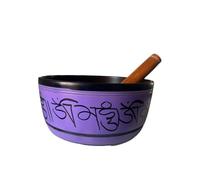 Amilav Collections Juego de cuencos tibetanos de metal pintado a mano, instrumento musical grande de 8 pulgadas con mazo de madera para meditación, yoga y curación, Om Mani Padme Hum Peace