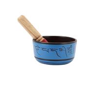 Amilav Collections Juego de cuencos tibetanos de metal pintado a mano, instrumento musical grande de 8 pulgadas con mazo de madera para meditación, yoga y curación, Om Mani Padme Hum Peace