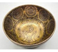 Amilav Collections Moon Face Carving Singing Bowl-Tibetan Handmade Singing Bowl-Sound Healing (15 INCH)