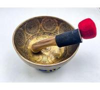 Amilav Collections Moon Face Carving Singing Bowl-Tibetan Handmade Singing Bowl-Sound Healing (16 INCH)