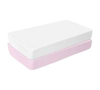 Aminata BALANCE Sábanas bajeras de 55 x 90 cm para bebé, algodón, juego de 2 unidades, color blanco y rosa, con goma elástica suave para un ajuste perfecto en las esquinas, para niños y niñas