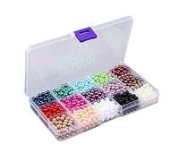 Amindz 1500 Piezas 6mm Perlas Abalorios Redondos,Cuentas de Perlas de Imitación,Redondas Multicolores Perlas Artísticas,Cuentas con Agujero para DIY Pulseras Collares Bisutería