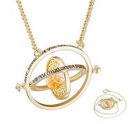 Amindz Collar Hermione time turner, convertidor de tiempo de 360 ° y accesorios de ropa colgantes de reloj de arena para interpretar a los fanáticos (oro)