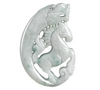 AMINKINA Collar con colgante de dragón y caballo de jade de la suerte, elegante jade verde con simbolismo del año nuevo chino antiguo, regalo ideal para familia, esposa e hija, 46.5mm*30mm, Jade, Jade