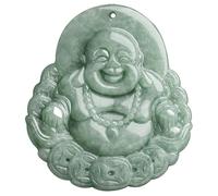 AMINKINA Encantador collar de jade de Buda verde natural, colgante Maitreya para atracción de amor y riqueza, una muestra cálida y bendecida para las preciosas celebraciones de la vida, jade, jade