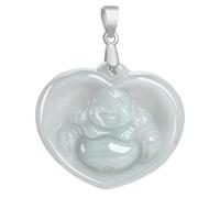AMINKINA Encantador collar de jade de Buda verde natural, colgante Maitreya para atracción de amor y riqueza, una muestra cálida y bendecida para las preciosas celebraciones de la vida, Jade, Jade