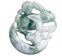 AMINKINA Serenity and Grace - Collar con colgante de luna de conejo de jade natural, regalo de joyería bellamente elaborado para aquellos que buscan paz y tranquilidad, Jade, Jade