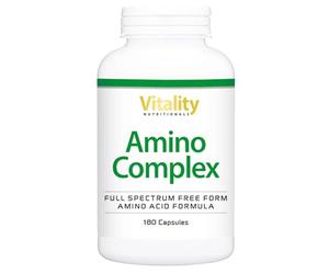 Amino Complex Capsulas Con 21 Aminoácidos, 180 Capsulas, Fórmula de Aminoácidos de Espectro Completo y Forma Libre, Vegano. Vitality Nutritional de Vitamin Express