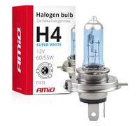 AMiO H4 Lámpara Faro de Carretera 60/55W 5500K P43t Luz Alta Halógena 01269 Compatible con VW Polo V Hatchback 6R1, 6C1 up! Hatchback 121, 122, BL1, BL2, BL3, 123 Lupo/Lupo 3L 6X1, 6E1
