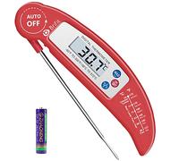 AMIR Termometro Cocina, Termómetro Digital de Sonda para Alimentos con Alta Precisión, Lectura Instantánea 4S-7S, para Cocinar en la Cocina, Barbacoa, Plegable, Encendido / Apagado Automático - Rojo