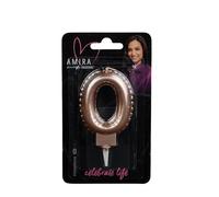 AMIRA powered by decocino - Vela numérica No 0 oro rosa - Preciosa vela numérica en diseño moderno, ideal para tartas, tartas y magdalenas, gran decoración para cumpleaños, aniversarios, etc.