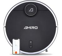 AMIRO R5 Robot Aspirador y Mopa con Mapa Espacial en Tiempo Real, Robot Aspirador, Pelo de Mascota, 2200 Pa de Potencia de Succión, Navegación Inteligente, Ideal para Suelos Duros (Negro)