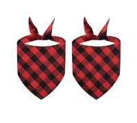 AMISENK 2 bandanas a cuadros para perros, bufanda de Navidad para fiesta de mascotas, collar ajustable, triángulo para perros, decoración de vacaciones, accesorio ajustable