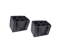 AMISENK 2 soportes de fieltro para botellas de vino, 6 compartimentos con diseño a prueba de golpes y asa reutilizable para transportar portadores de vino de fieltro con asa, gris, Talla única, Mass