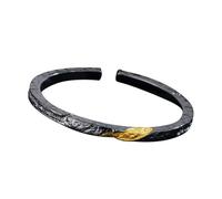 AMISENK Aleación de cobre simple con diseño de llama negra, fácil de llevar y ajustable para varios tamaños de muñeca, estilos minimalistas, superficies texturizadas, pulsera de cumpleaños