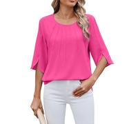 AMISENK Blusas casuales de manga larga para mujer, cuello en V, de algodón, holgadas, B, S