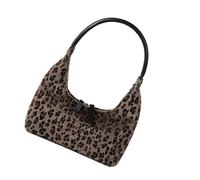 AMISENK Bolso de mano de felpa con estampado de leopardo de inspiración retro, bolso de noche diseñado para mujeres y niñas modernas con patrón único, marrón claro, One Size
