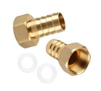 AMISENK Boquilla de manguera de latón de grado industrial de 3/4 pulgadas, paquete de 2 conexiones selladas, diseño de llave hexagonal, accesorios de metal para combustibles, tuberías de agua