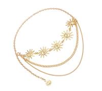 AMISENK Cadena de cintura contemporánea en tono dorado, cadena corporal de sol y luna, cintura ajustable, accesorio de moda para damas elegantes joyas de festival de música, talla única, como se
