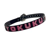 AMISENK Cinturón de poliuretano de moda con elegante letra de diamantes de imitación, banda perfecta para jeans, vestidos o eventos especiales, cinturón de diamantes de imitación para mujer, Negro