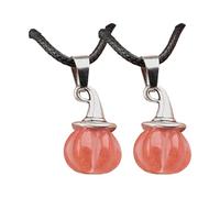 AMISENK Collar con dije de piedra de ágata natural, calabaza, sombrero de bruja, para hombres y mujeres, fiesta de Halloween, joyería de cordón negro, joyería de disfraz de Halloween, talla única