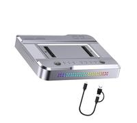 AMISENK Color Double NVMe - Estación de acoplamiento de disco sólido 2000 MB/S, USB 3.2, 20 Gbps, aluminio, compatibilidad de varios tamaños, tipo vertical, doble NVMe con iluminación de color