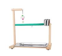 AMISENK Columpio de madera para pájaros con bandeja, tazas de entrenamiento para pájaros de tamaño pequeño