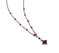 AMISENK Dark Elegance - Collar cuadrado de cristal ajustable, cadena de aleación para conciertos, joyería gótica especial, apilable, collar de cristal oscuro para mujer