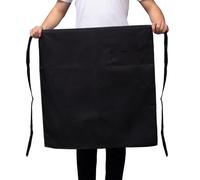 AMISENK Delantal de cocinero ligero y cómodo de poliéster de corte medio, resistente a las manchas, para servicio de cocina, profesional, medio corte, 68 x 68 todo negro, Talla única