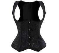 AMISENK Elegante corsé de tirantes francés, faja moldeadora adelgazante, camiseta retro sin mangas, disfraz victoriano para bailes de máscaras, Negro, XXX-Large