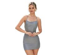 AMISENK Elegante vestido de playa sin espalda, ligero, transpirable, de poliéster, cuello halter, vestido de playa para fiestas en la piscina y al aire libre