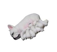 AMISENK Figura de animal en miniatura para mamás lactantes con cachorros de bebé, modelo de perro francés, decoración de jardín, decoración de mesa para el hogar, modelos de cachorros en miniatura