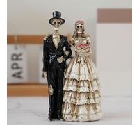 AMISENK Figura de esqueleto para pareja, decoración gótica de Halloween, estatua de resina para el hogar, escritorio, patio, fiesta y Día de los Muertos, Día de los Muertos, decoración de osario