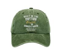 AMISENK Gorra de béisbol de algodón lavado con correa ajustable y diseño de los años cincuenta para una cómoda protección solar para todas las estaciones, gorro de algodón lavado, verde, fifties