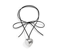 AMISENK Goth Chains - Gargantilla de hipérbole punk con colgante de corazón grande, cadena de clavícula, cadena de cera, gargantilla de hip-hop