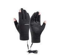 AMISENK Guantes de calefacción eléctricos para hombre, actividades al aire libre, regulables, diseño recargable por USB, para clima frío, ciclismo, pesca, pesca, refuerzo de carbono, calefacción para