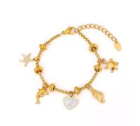 AMISENK Joyería de oro o acero para mujer, delicada cadena de muñeca elegante con poco acento para reuniones, cadena ajustable, talla única, como se describe