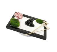 AMISENK Juego decorativo de jardín de arena para meditaciones japonesas con rocas, rastrillos de musgo falso, herramienta para crear un patrón intrincado, juego de bandejas de arena de jardín