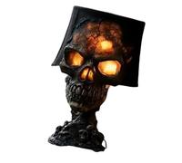 AMISENK Lámpara de mesa de calavera de Halloween resistente a la intemperie con cable, luz de esqueleto de resina de bajo consumo para decoración de jardín al aire libre, lámpara de esqueleto