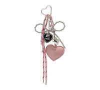 AMISENK Llavero único con forma de corazón con lazos de metal en misterioso diseño de tono oscuro, accesorio punk de lujo, accesorio gótico para bolso de amante, b