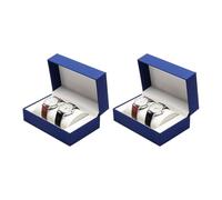 AMISENK Modernas cajas de almacenamiento de relojes de piel sintética, paquete de 2 elegantes cajas de exhibición con compartimentos protectores, solución de almacenamiento, organizadores